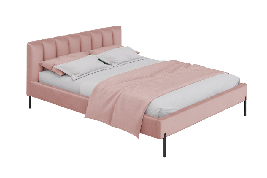 Bed Milaan - roze - velvet (160x200) 2