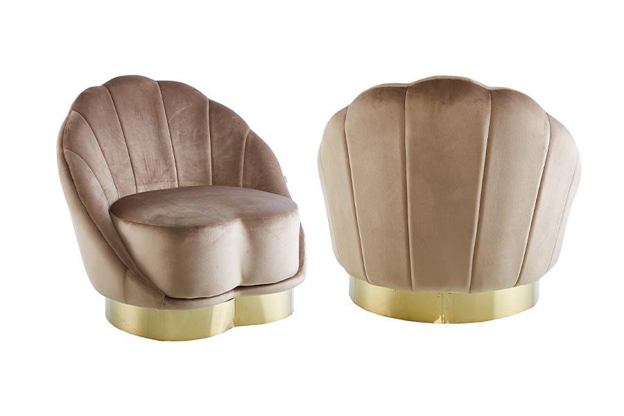 Schelp fauteuil Iona - velvet - bruin 3