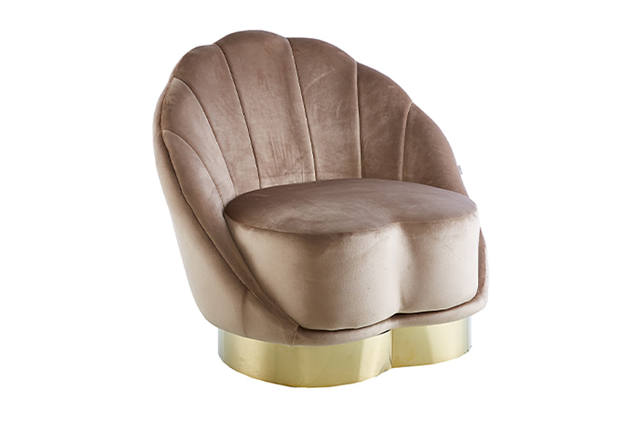 Schelp fauteuil Iona - velvet - bruin 1