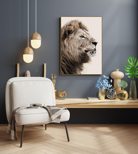 Schilderij leeuw - beige 2