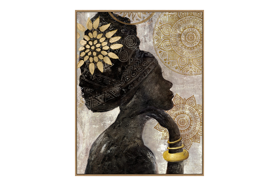 Schilderij Afrikaanse vrouw - goud - rechts 1