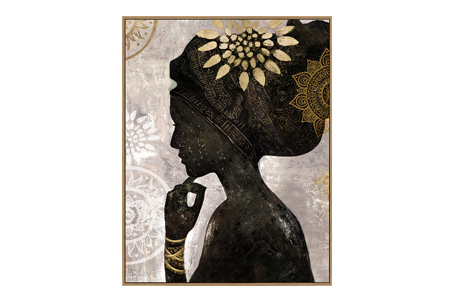 Schilderij Afrikaanse vrouw - goud - links 1